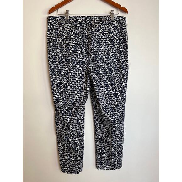 Talbots The Perfect Crop Pant Size 12 Blue White Print Straight Stretch Coastal - Picture 3 of 11